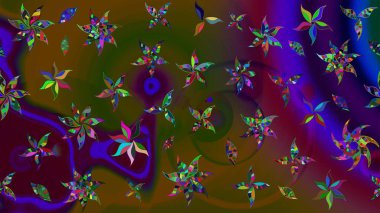 Çiçek deseni. Raster güzel kumaş deseni çiziyor. Düz Çiçek Elementleri Tasarımı. Renkli Bahar Teması çizim şablonu.