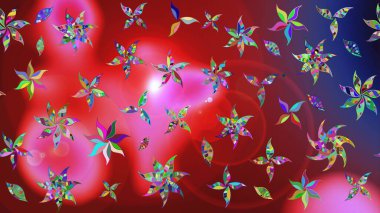 Çiçek kompozisyonu, el boyası, hassas şablon. Üst manzara, yumuşak stil. Kırmızı ve pembe renkte manzaralı çiçek deseni. Sevgililer günü ve tebrik kartı konsepti için şık bir davet.