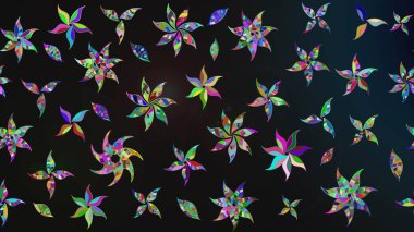 Gri ve mavi renkte çiçekler. Raster illüstrasyonu. Renkli Bahar Teması eskiz kalıbı. Düz Çiçek Elementleri Tasarımı. Çiçek desenli çizim. Asya tekstil tarzında.