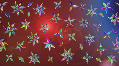 Kahverengi ve kırmızı çiçekli eskiz deseni, suluboya çiçek deseni, sevimli çiçek, duvar kağıdı, kart veya kumaş için fayanslı. Raster - stok.