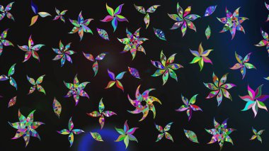 Gri ve mavi renkte çiçekler. Raster düz çiçek çizim deseni. Tasarım hediye paketi, tebrik kartları, posterler ve afiş tasarımı.