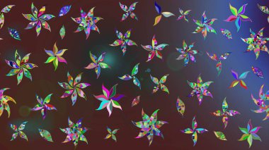 Kahverengi ve mor renkli çiçekler. Çiçekli karalama şeklinde Raster çiçek deseni. Nazikçe, güzel çiçek arkaplanı..