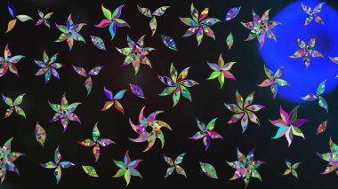 Küçük çiçekteki sevimli çiçek deseni. Bir sürü gri ve mavi soyut çiçekli tropik eskiz deseni. Varicologray ve Blue Raster çizimi.