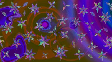 Renkli Bahar Teması eskiz kalıbı. Kahverengi ve mor renkli çiçekler. Raster illüstrasyonundaki çiçek desenli çizim. Düz Çiçek Elementleri Tasarımı.