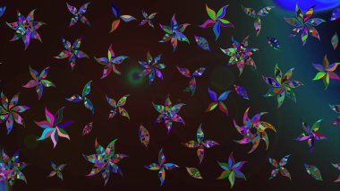 Gri ve kahverengi renkli çiçekler. Raster illüstrasyonunda çiçek deseni çizimi.