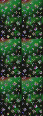 El çizimi çiçek çizimi deseni (fayans). Şirin çiçekli, desenli, yeşil ve gri renkli bir eskiz deseni. Tekstil için suluboya çizim deseni.