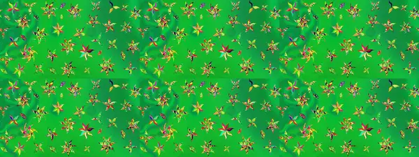 Yeşil ve sarı renkli çiçekler. Şatafatlı bahar bahçesi dokusu. Çiçek deseni. Raster illüstrasyonu. Yeşil ve sarı renkte çiçek çizimi.