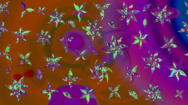 Renkli Bahar Teması eskiz kalıbı. Kahverengi ve mor renkli çiçekler. Sevimli çiçek raster deseni. Düz Çiçek Elementleri Tasarımı.