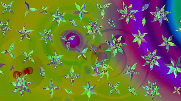 Gömlek, arka plan modelini çiz. Yeşil ve mor renkli çiçekler. Tropik çiçekler.