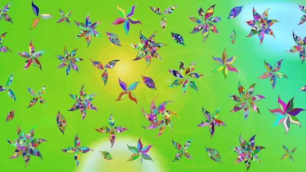 Yeşil ve mavi renkte manzaralı çiçek deseni. Çiçek kompozisyonu, el boyası, hassas şablon. Üst manzara, yumuşak stil. Sevgililer günü ve tebrik kartı konsepti için şık bir davet.