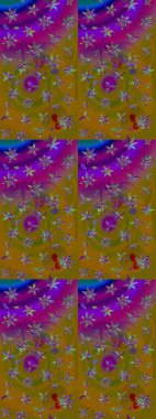 Kahverengi ve mor renkli çiçekler. Küçük çiçekte sevimli çiçek deseni var..