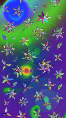 Tekstil tasarımı için mavi ve mor renkli geleneksel halk çiçekleri buketi. Üzerinde gelincikler ve vadi zambakları olan renkli çiçek desenli nakış..