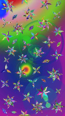 Mavi ve yeşil çiçekli eskiz deseni, suluboya çiçek deseni, sevimli çiçek, duvar kağıdı, kart veya kumaş için fayanslı. Raster - stok.