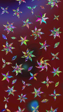 Raster illüstrasyonu. Kırmızı ve kahverengi renklerde. Çiçek buketleriyle klasik tarzda eskiz deseni.