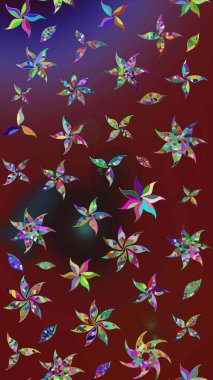 Robot resim. Raster illüstrasyonu. Küçük çiçekte sevimli çiçek deseni var..