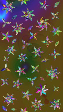 Raster çiçek desenli çiçek deseni, yapraklar, dekoratif elementler, sıçrama, lekeler, el çizimi kontur çizgileri ve Doodle çizim stili, grafik raster çizim çizimi.