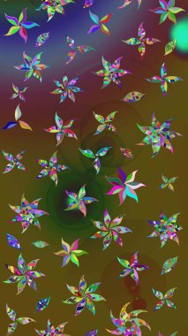 Zentangle soyut çiçekleri. Raster illüstrasyonu. Güzel kumaş deseni. Düz Çiçek Elementleri Tasarımı. Renkli Bahar Teması eskiz kalıbı. Çiçek tozu..