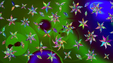 Çiçekli yaz çiçekleri. Robot resim. Küçük renkli çiçekler. Motley illüstrasyonu. Moda baskıları için zarif bir şablon. Küçük çiçekte şirin desenler.