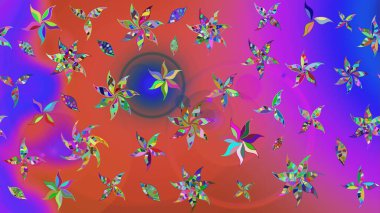 Soyut etnik raster çizim kalıbı. Kabile sanatı boho baskısı, klasik çiçek arkaplanı. Arkaplan dokusu, duvar kağıdı, mor ve pembe renkli çiçek teması.