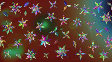 Kahverengi ve yeşil renklerde yaz çiçekleri. Raster illüstrasyonu. Küçük çiçekteki sevimli çiçek deseni. Raster deseni.