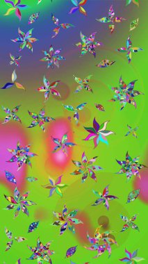 Raster illüstrasyonu. Çiçekler, dallar, bitkiler ve çiçekler. El çizimi. Güzel kumaş deseni.