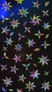 1950-1960 motifleri. El çizimi çiçek unsurları olan soyut çizim raster deseni. Retro tekstil tasarım koleksiyonu. Çiçekli ipek eşarp. Gri ve mavi üzerine gri ve mavi.