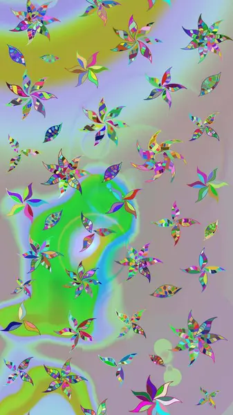 Çiçekli, yapraklı, çiçek desenli eskiz. El çizimi. Raster illüstrasyonu.