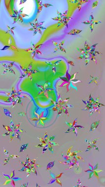 Düz Çiçek Elementleri Tasarım Raster illüstrasyonu. Çiçek desenli eskiz. Renkli Bahar Teması eskiz kalıbı. Gri ve nötr renkte çiçekler.