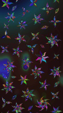 Sevimli küçük çiçek desenle. Raster resim. Çiçek desenli çiçek ve yaprakları ile.