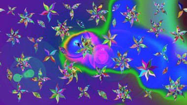 Gömlek baskısı için çiçek boyası. Mavi ve mor renkli çiçekler. Çiçek eskiz kalıbı geçmişi.