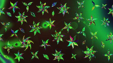 Yeşil ve gri renkler üzerine çiçek desenli çizimler, el yapımı papatyalar, papatyalar. Tekrarlayan çiçek arkaplanı, zarif yeşil ve gri çiçek duvar kağıdı.