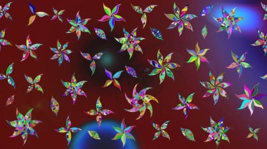 Kırmızı ve kahverengi renkte etnik çiçeklerle süslenmiş zarif bir eskiz şekli. Raster Çiçek İllüstrasyonu güzel tekstil..