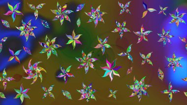 Çiçekli karalama şeklinde Raster çiçek deseni. Nazikçe, rengarenk bahar çiçekleri. Raster illüstrasyonu.