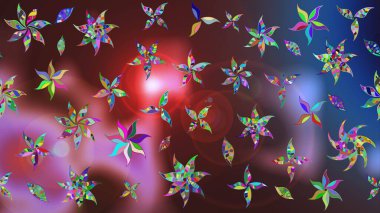 Eskiz arkaplan modeli. Kahverengi ve mavi renkte yaprakları olan yabani çiçekler. Suluboya, elle çizilmiş. Raster illüstrasyonu.