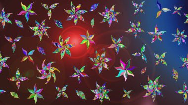 Kahverengi ve mor renkli çiçekler. Renkli Bahar Teması eskiz kalıbı. Çiçekli çiçek deseni, suluboya. Düz Çiçek Elementleri Tasarım Raster illüstrasyonu.