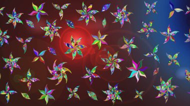 Kahverengi ve mor renkli çiçekler. Tropik çiçek desenleri. Raster illüstrasyonu.