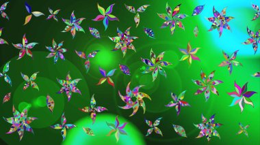 Çiçekler. Soyut etnik raster çizim kalıbı. Vadinin renkleri.