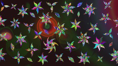 Küçük çiçekli yay deseni çiz. Suluboya stilinde renklerde. Raster illüstrasyonu.