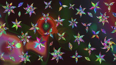 Raster illüstrasyonu. Miles Fleur, süslü püslü bir süs. Eski usul. Kumaş, tekstil, duvar kağıdı baskısı için. Tomurcukları papatya çiçekleri olan sevimli bir çiçek deseni. Taslak arkaplan.