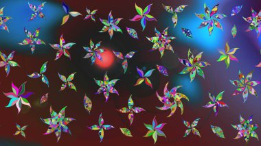 Renkli çiçekler. Raster düz çiçek çizim deseni. Tasarım hediye paketi, tebrik kartları, posterler ve afiş tasarımı.