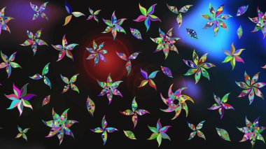 Hediye ambalaj kağıdı, tebrik kartları, posterler ve pankart tasarımı. Renkli çiçekler. Raster düz çiçek çizim deseni.