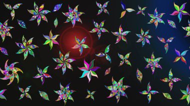 Suluboya tarzında renkler üzerine çiçekler. Raster illüstrasyonunda çiçek deseni çizimi.