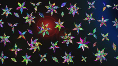 Çiçek ve yapraklı çiçek deseni. Raster illüstrasyonu. Küçük çiçekli şirin desen.