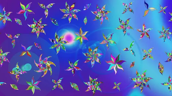 Mavi ve mor renklerde. Taslak dekoratif arka plan, çiçek mandala. Raster illüstrasyonu. Çiçek..