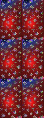 Kırmızı ve kahverengi renkte kırmızı ve kahverengi papatya deseni. Raster illüstrasyonu. Kırmızı ve kahverengi renklerde.