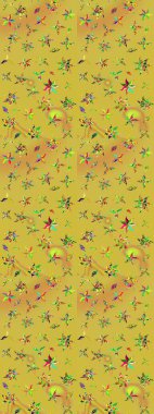 Düz Çiçek Elementleri Tasarımı. Renkli Bahar Teması eskiz kalıbı. Eskiz klasiği. Raster Şirin kumaş deseni.