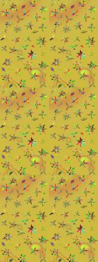 Düz Çiçek Elementleri Tasarımı. Renkli Bahar Teması eskiz kalıbı. Eskiz klasiği. Raster Şirin kumaş deseni.