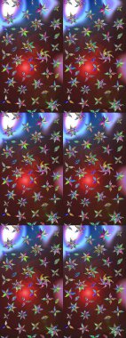 Klasik çiçek tasarımı elementleri. Raster illüstrasyonu. Kahverengi ve mor kıvırcık çiçekler kahverengi ve mor renklerde.