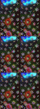 Robot resim. Raster illüstrasyonu. Renkli çiçekler. Şirin çiçek elementleri..