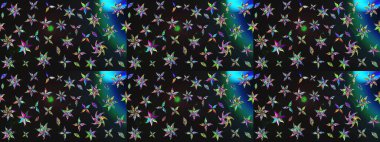 Gri ve mavi renkler ve parlak çiçekler üzerine soyut çizim deseni. Küçük çiçekte hoş bir çiçek deseni var. Çiçek elementli zarif raster dokusu..